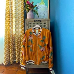 Elevenes Gold Embroidered Bomber Jacket